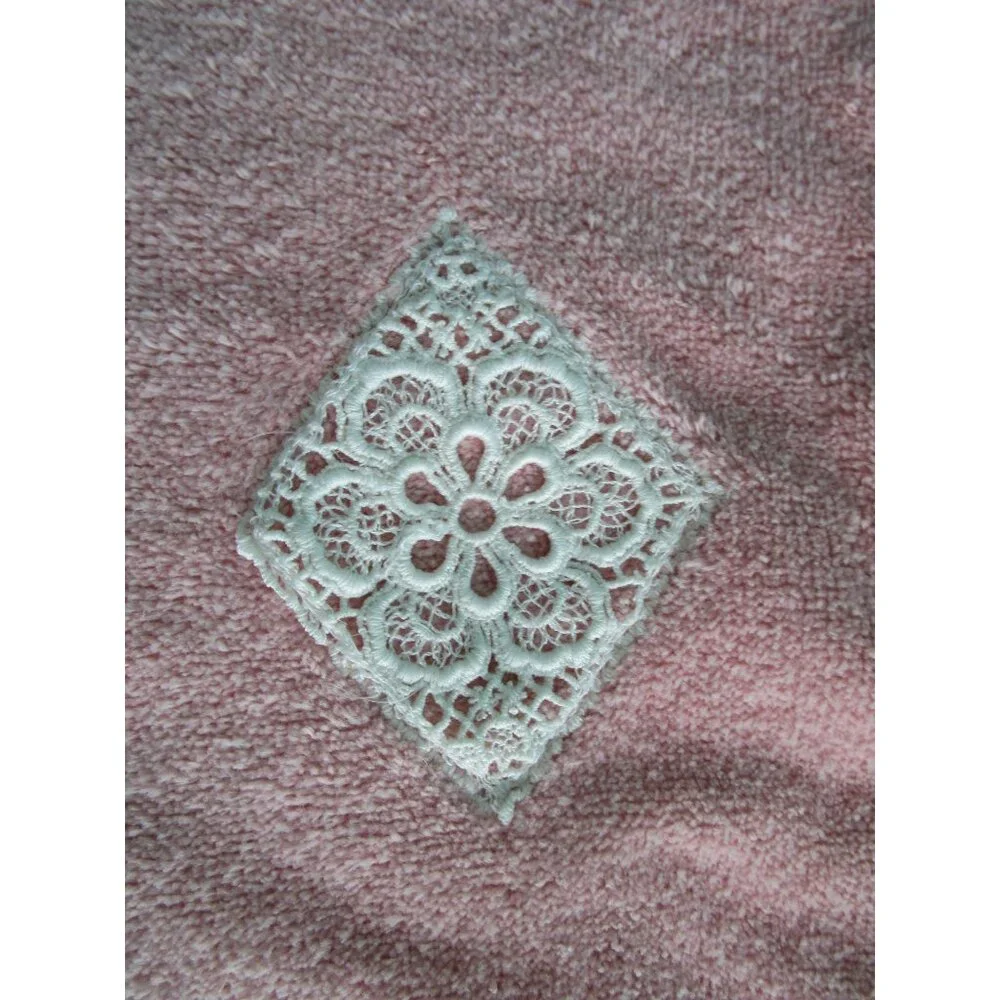Vintage Five Pc Bathworks Pink Towel Lace Accents GUC USA Made